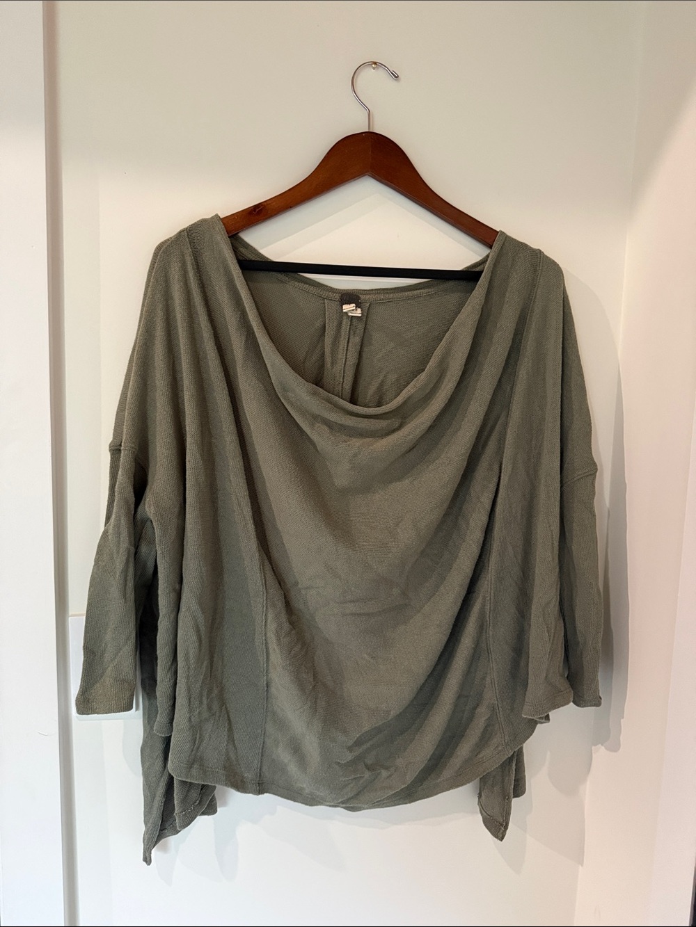 Free People Olive Green Draped Cowl-Neck Tunic